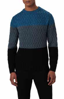 Bugatchi Color Block Merino Wool Blend Crewneck Sweater