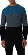 Bugatchi Color Block Merino Wool Blend Crewneck Sweater