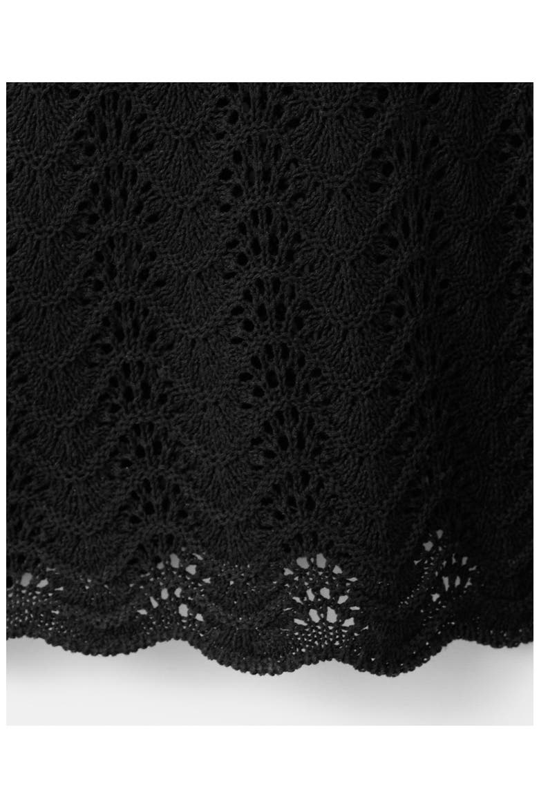 Lace-Up Open Back Long Sleeve Sheer Pointelle Maxi Dress, Alternate, color, BLACK