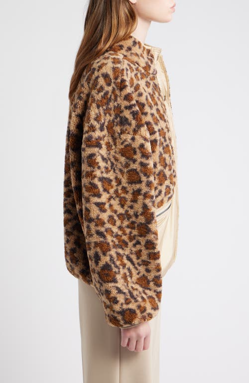 Dra Lucien Leopard Mixed Media Jacket In Brown