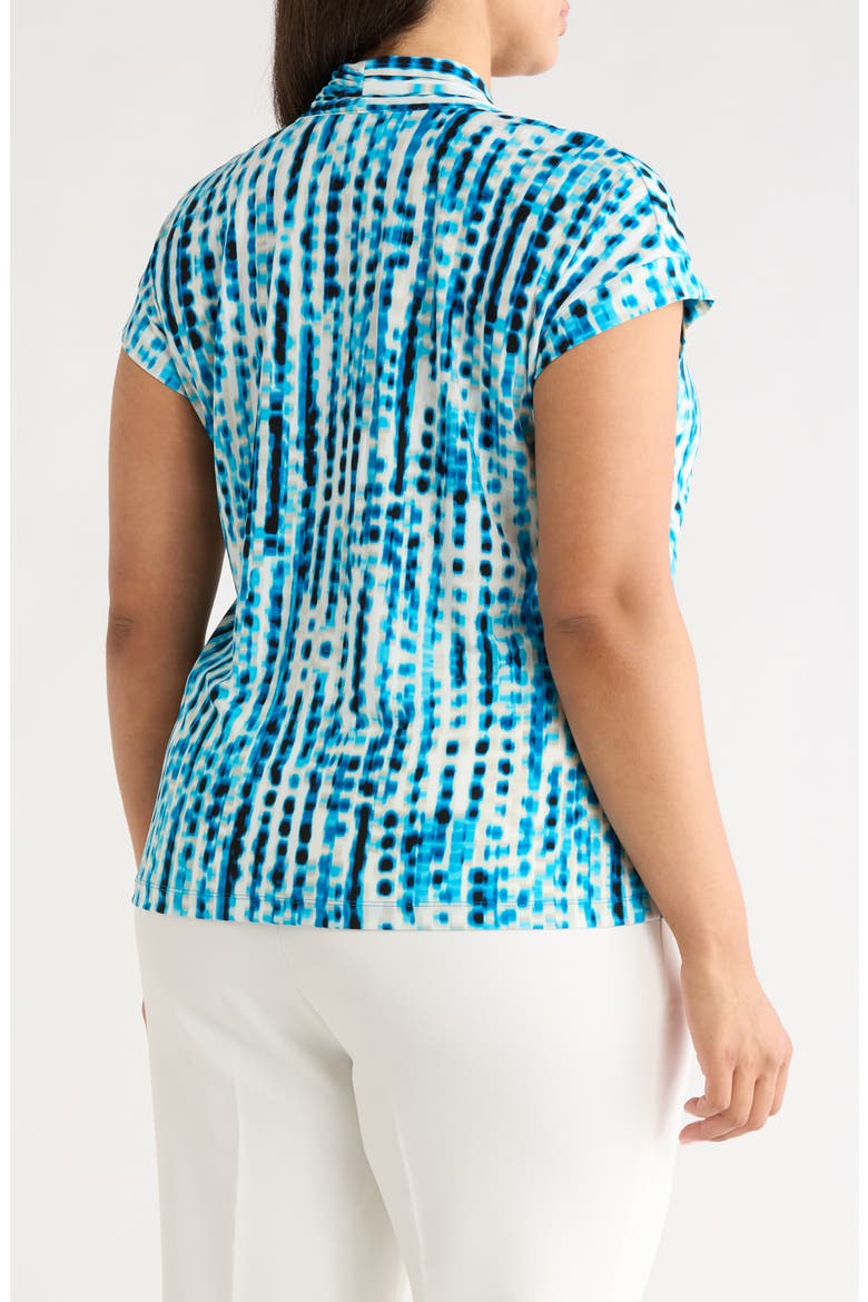 Blurred Line Print Stretch Crepe Top, Alternate, color, BRIGHT AZUL MULTI