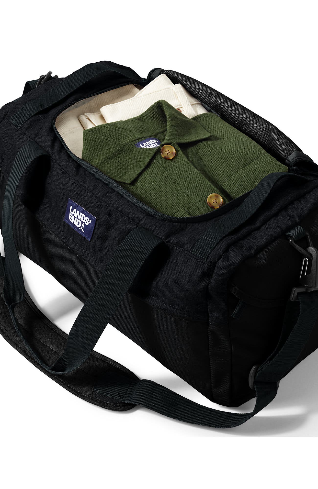 Lands' End Small All Purpose Travel Duffle Bag, Alternate, color, Black