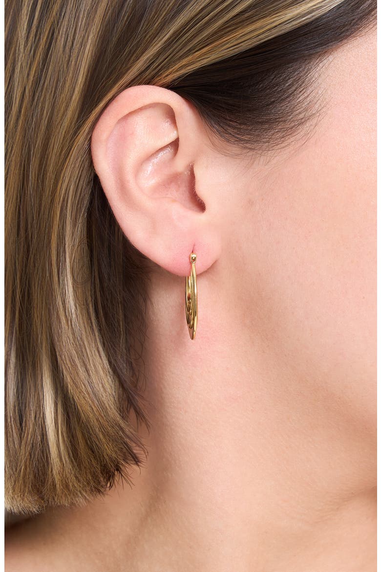 Long Textured Hoop Earrings, Alternate, color, GOLD