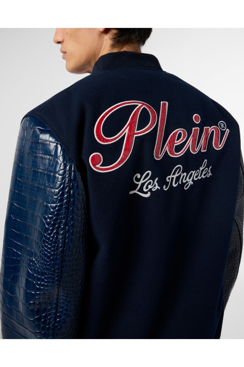 Varsity Bomber Cocco Sleeves Los Angeles Men, Alternate, color, navy