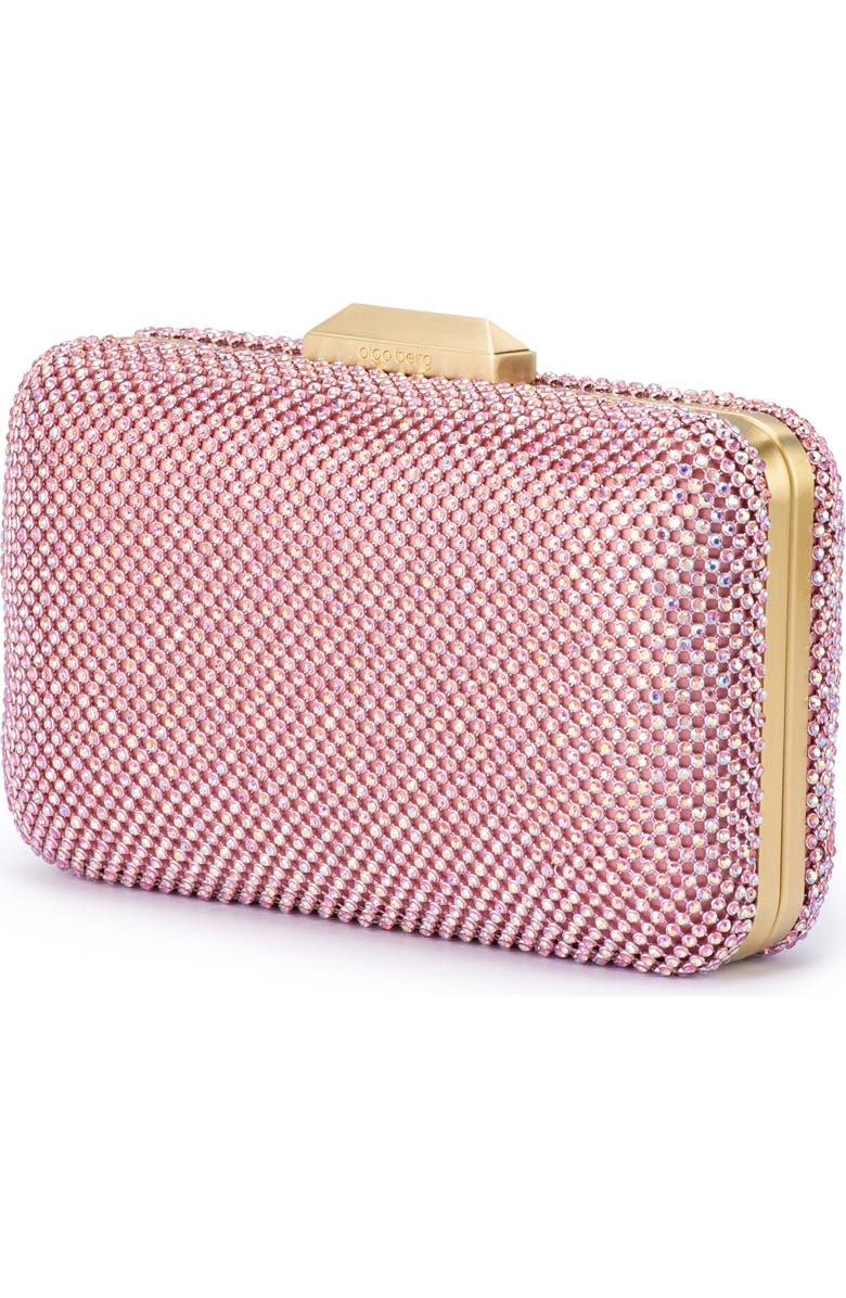 Olga Berg Ronny Crystal Mesh Frame Clutch, Alternate, color, Pink