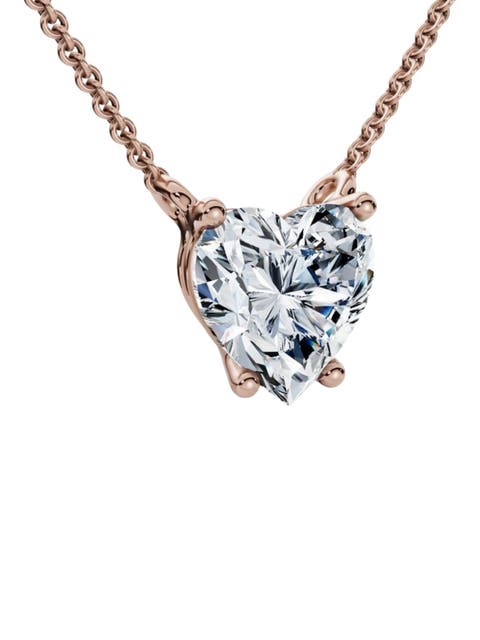 1Ct Heart Shape Diamond Solitaire Diamond Pendant 14k Gold Necklace Lab Grown