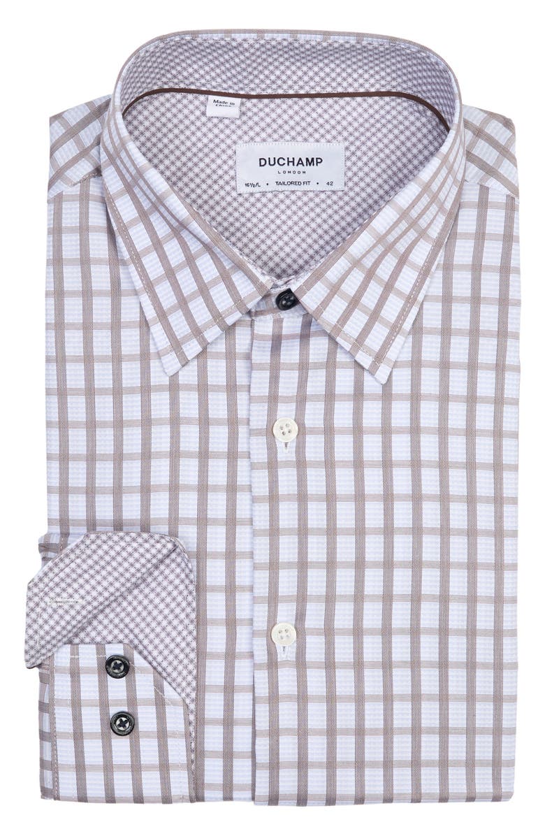 Duchamp Tailored Fit Check Dress Shirt, Main, color, 