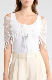 Vince Camuto Floral Lace Trim Scarf