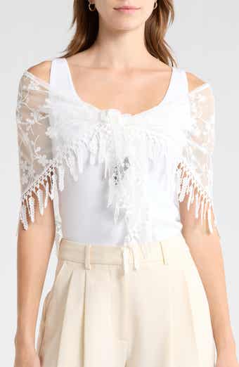 Vince Camuto Floral Lace Trim Scarf