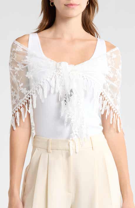 Vince Camuto Floral Lace Trim Scarf