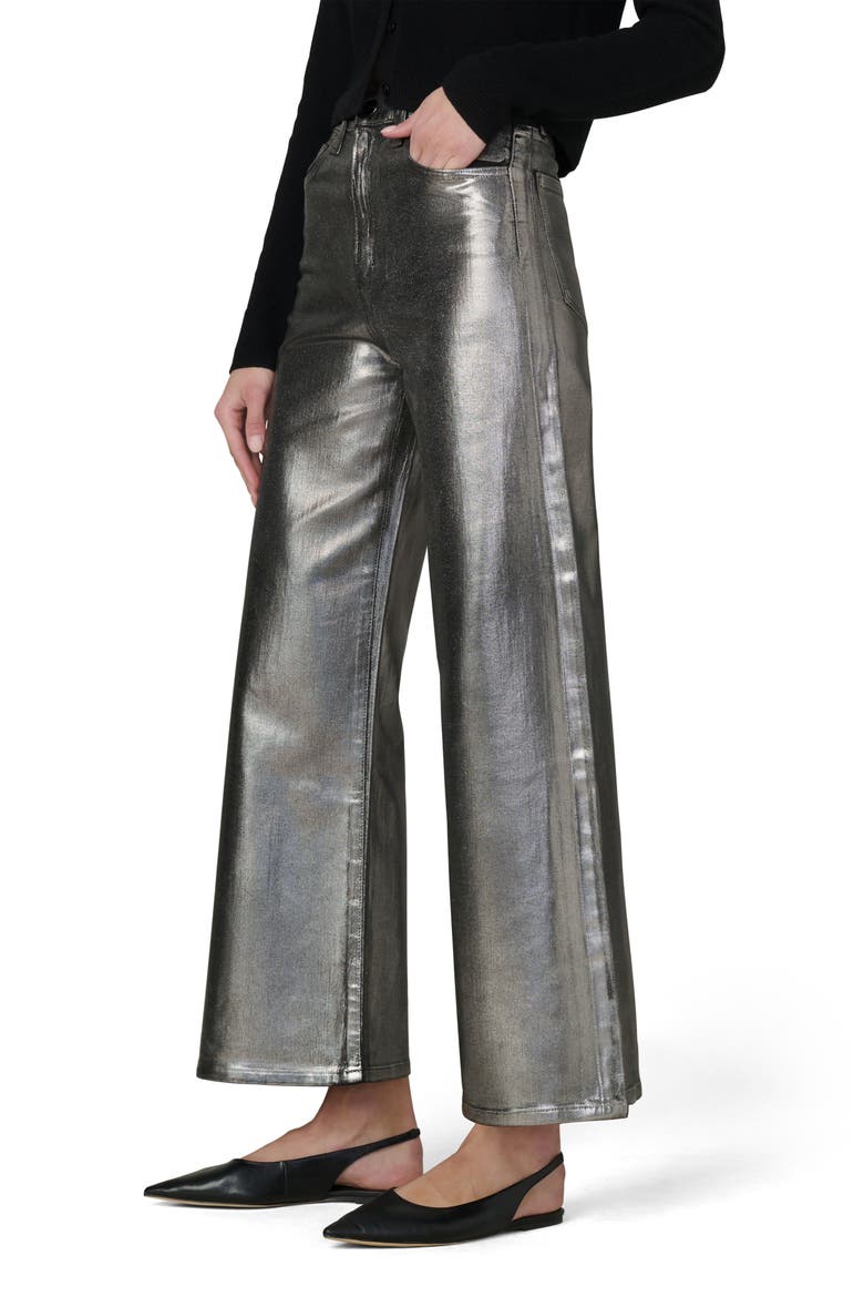 The Mia Coated Wide Leg Jeans, Alternate, color, PEWTER FOIL