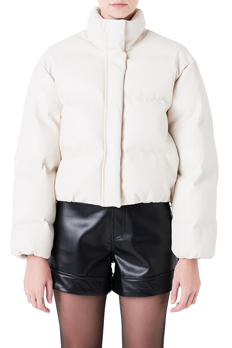 Crop Puffer Jacket, Main, color, CREAM
