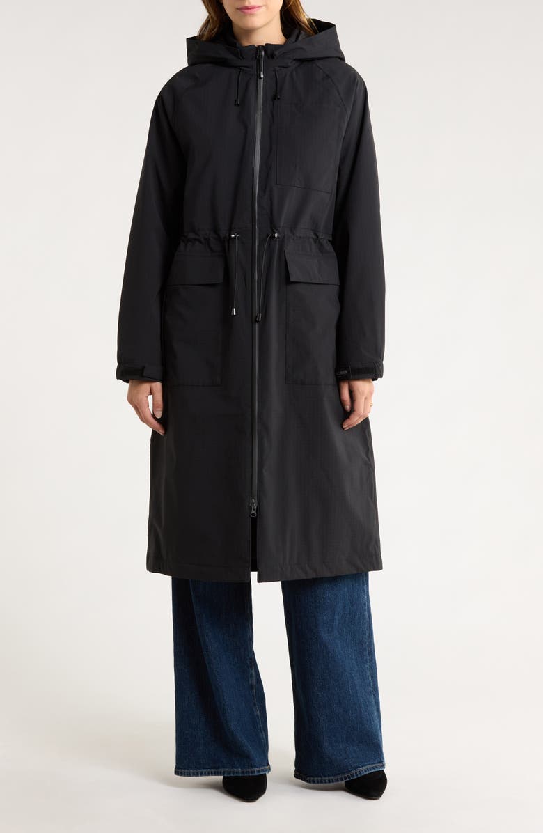 Ilse Jacobsen Thermal Water Repellent Long Hooded Jacket, Alternate, color, Black Beauty