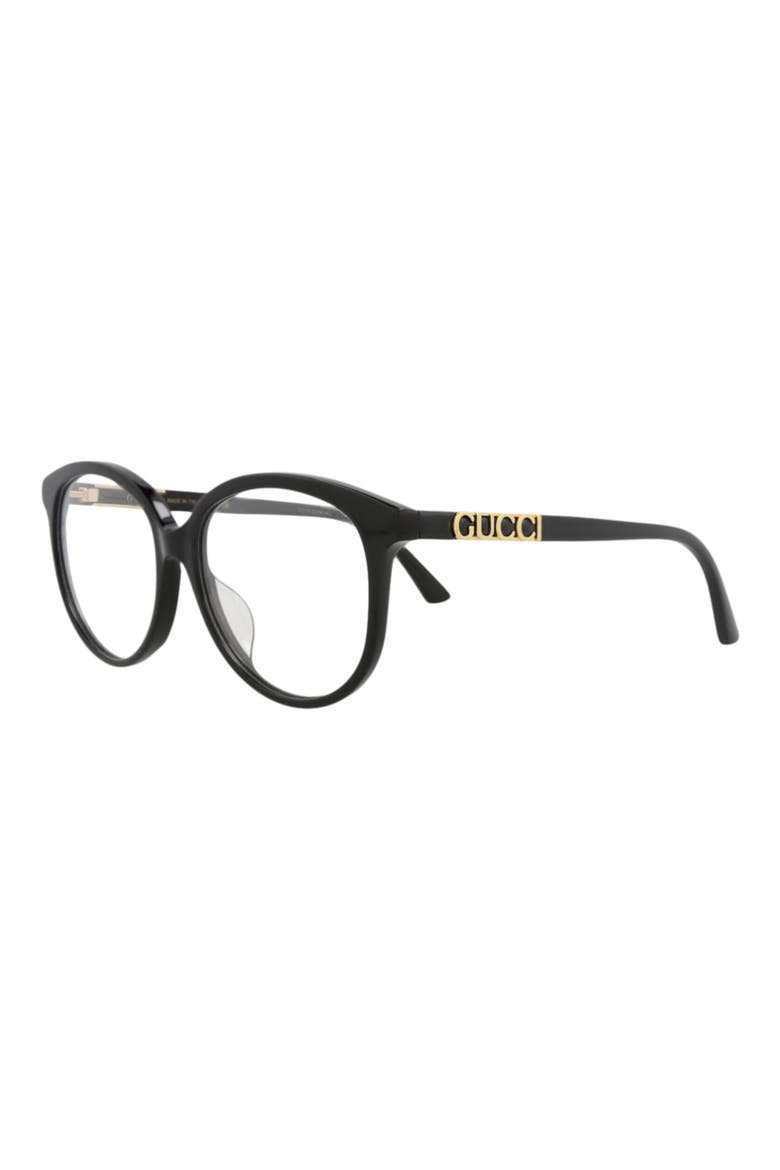 55mm Oval Optical Glasses, Alternate, color, BLACK BLACK TRANSPARENT