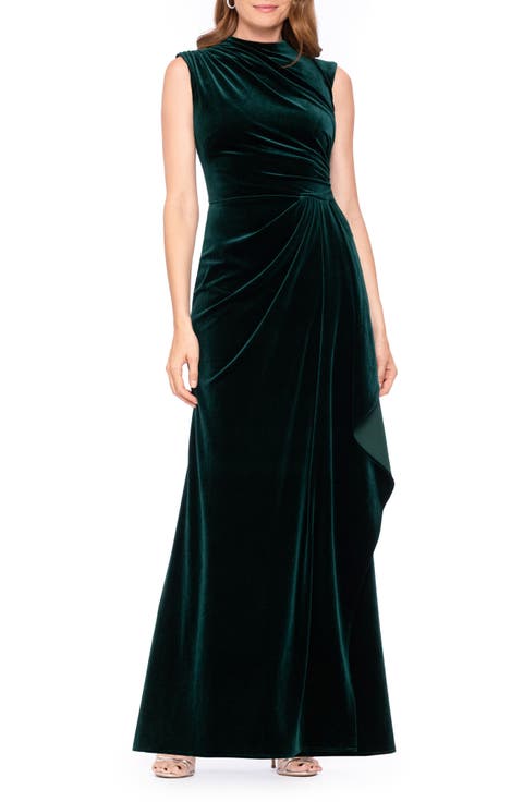 Ruched Velvet Column Gown