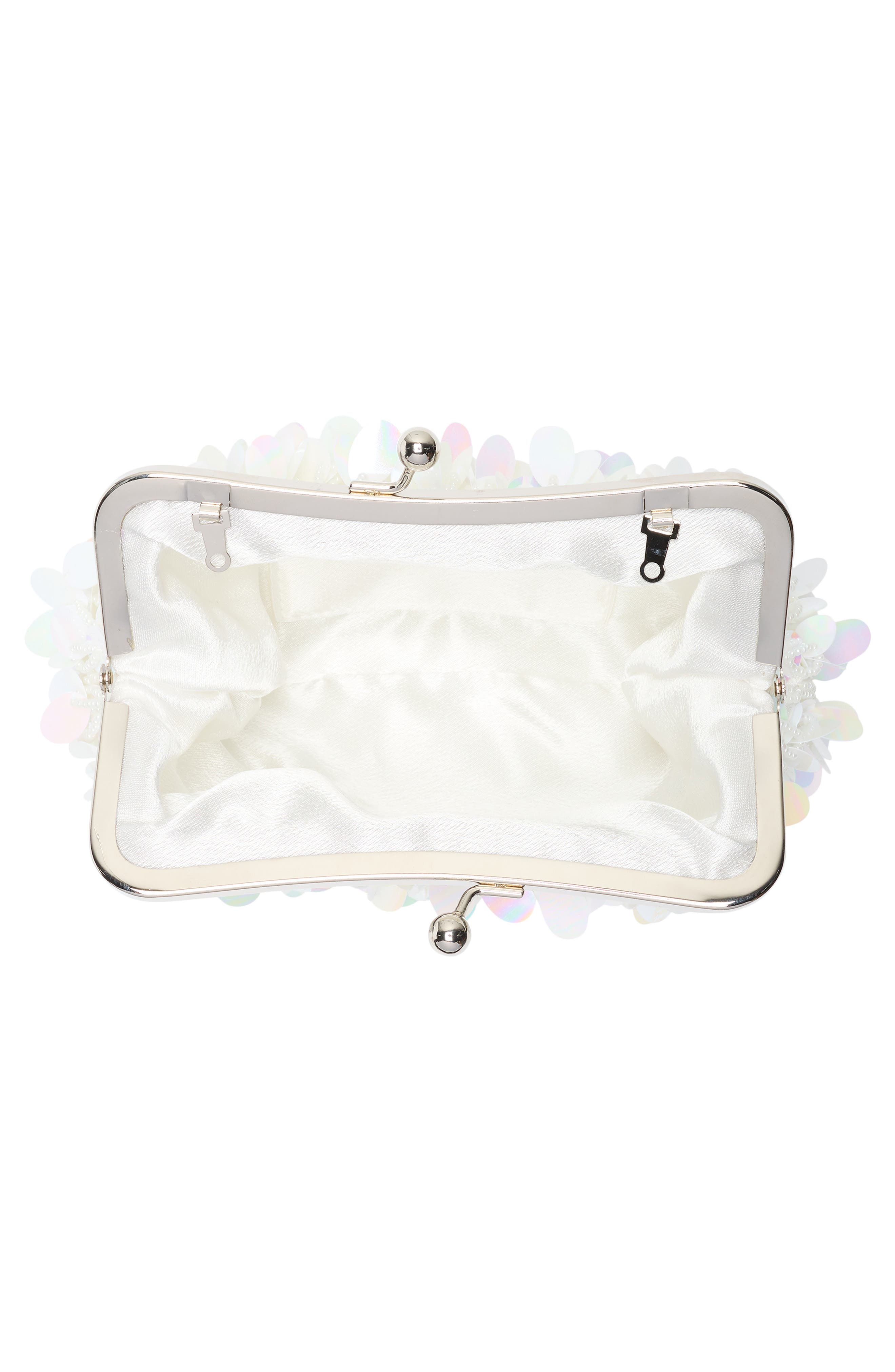 ALESSIA BIANCHI Sequin Frame Clutch, Alternate, color, White Multi