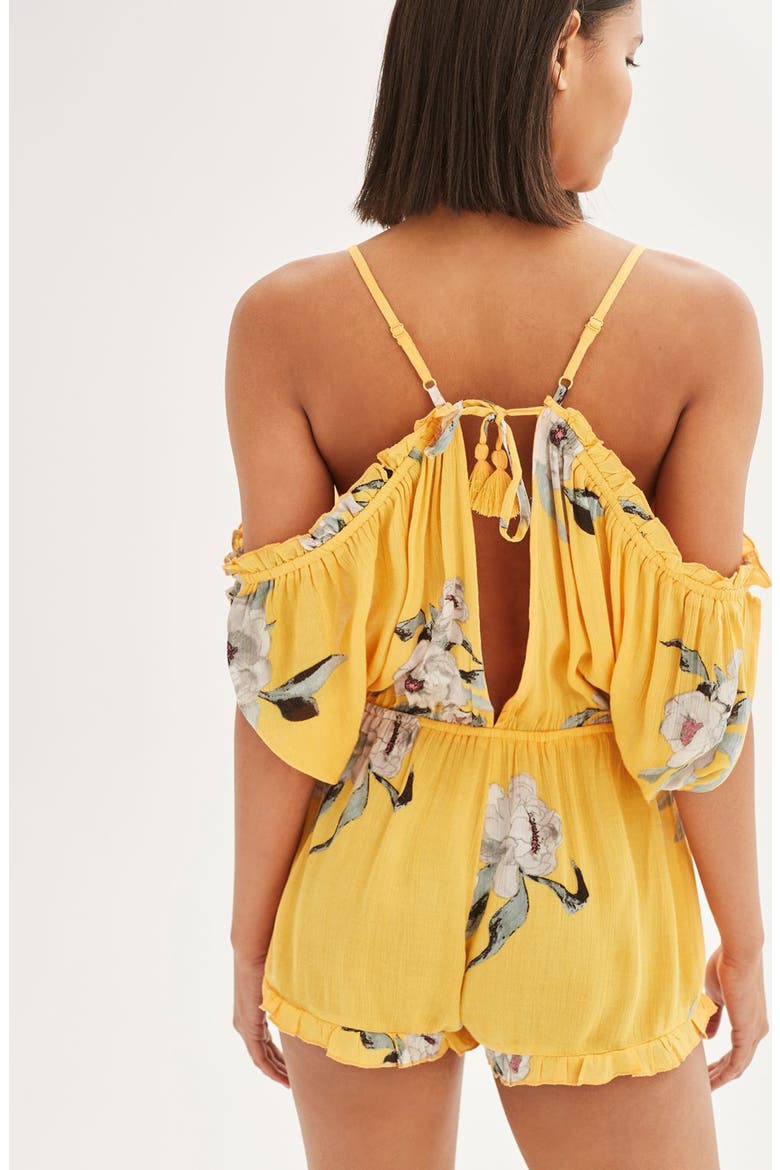 Posie Off the Shoulder Romper, Alternate, color, YELLOW