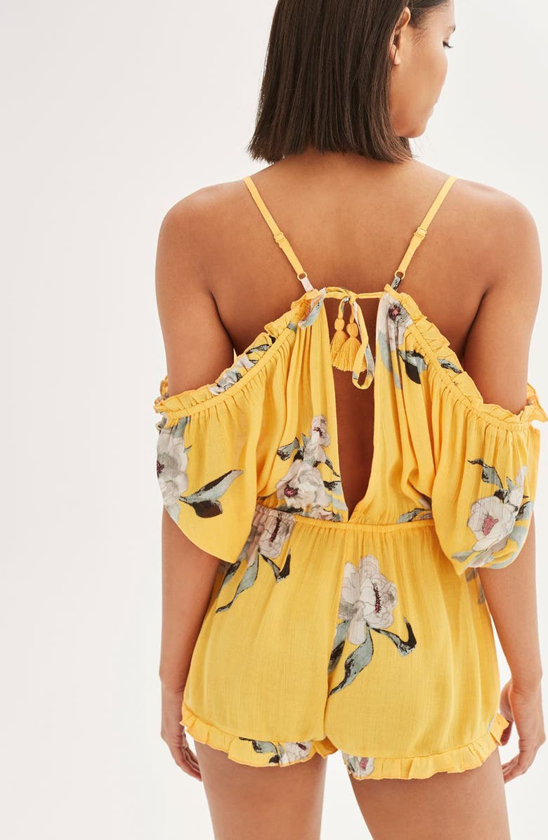 Topshop Posie Off the Shoulder Romper, Alternate, color, 