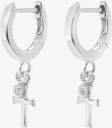 Rizen Jewelry Calvary Cross Huggie Hoop Earrings