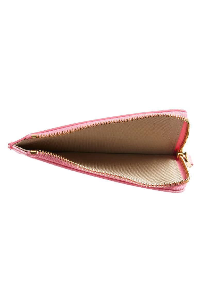 G Cut Zip Coated Canvas & Leather Card Case, Alternate, color, BRIGHT PINK
