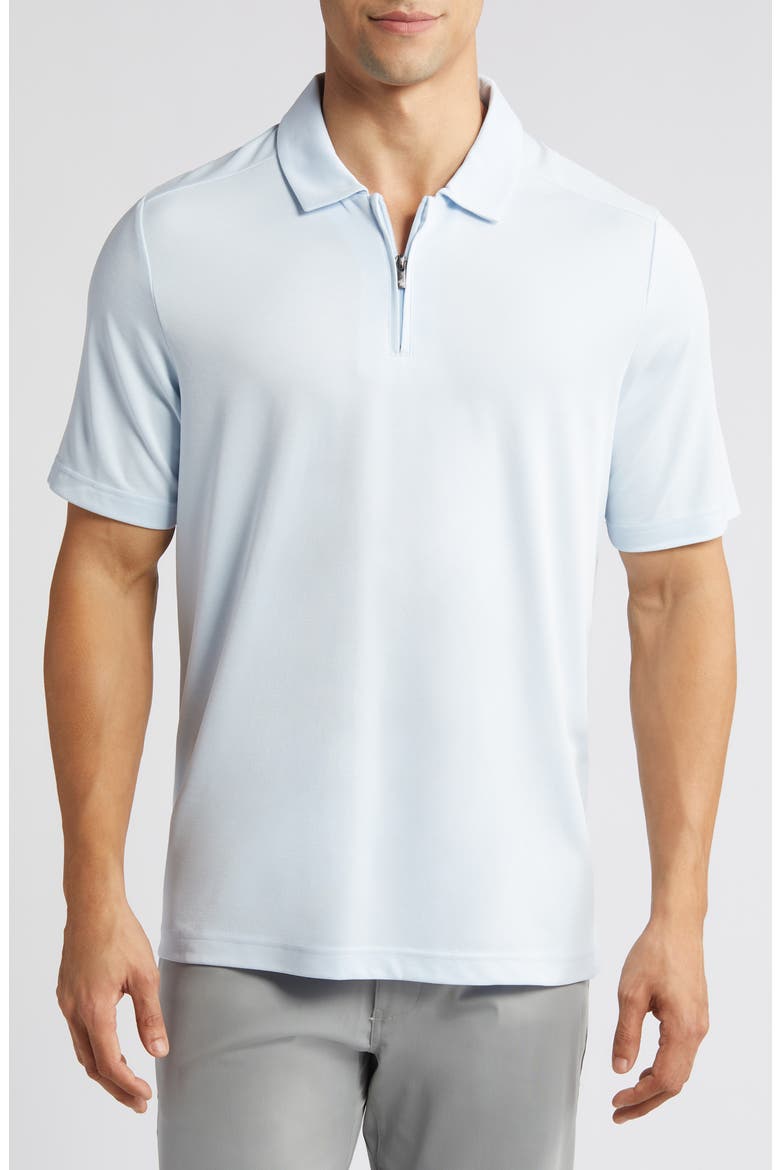 Bird's Eye Quarter Zip Polo, Main, color, LIGHT BLUE