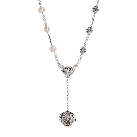Devotion Cupid Pearl Rose Necklace