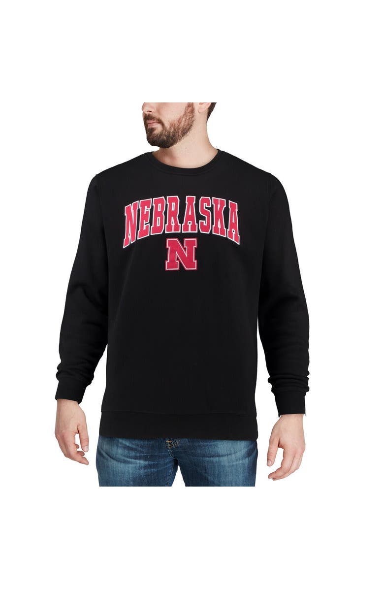 COLOSSEUM Men's Colosseum Black Nebraska Huskers Arch & Logo Crew Neck Sweatshirt, Alternate, color, Black