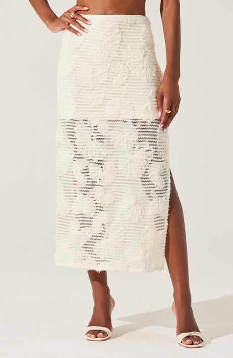 ASTR the Label Sol Flower Appliqué Open Stitch Skirt