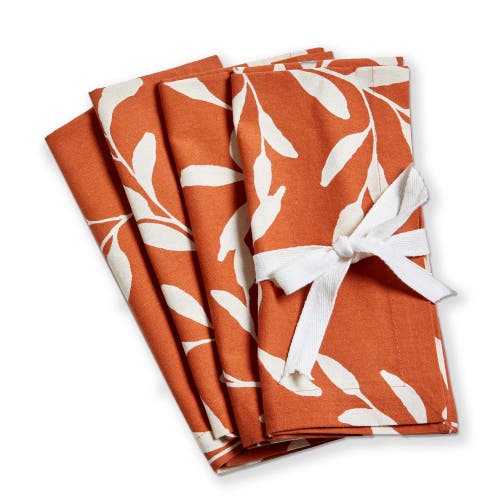 Tag Autumn Botanical Cloth Napkins In Orange