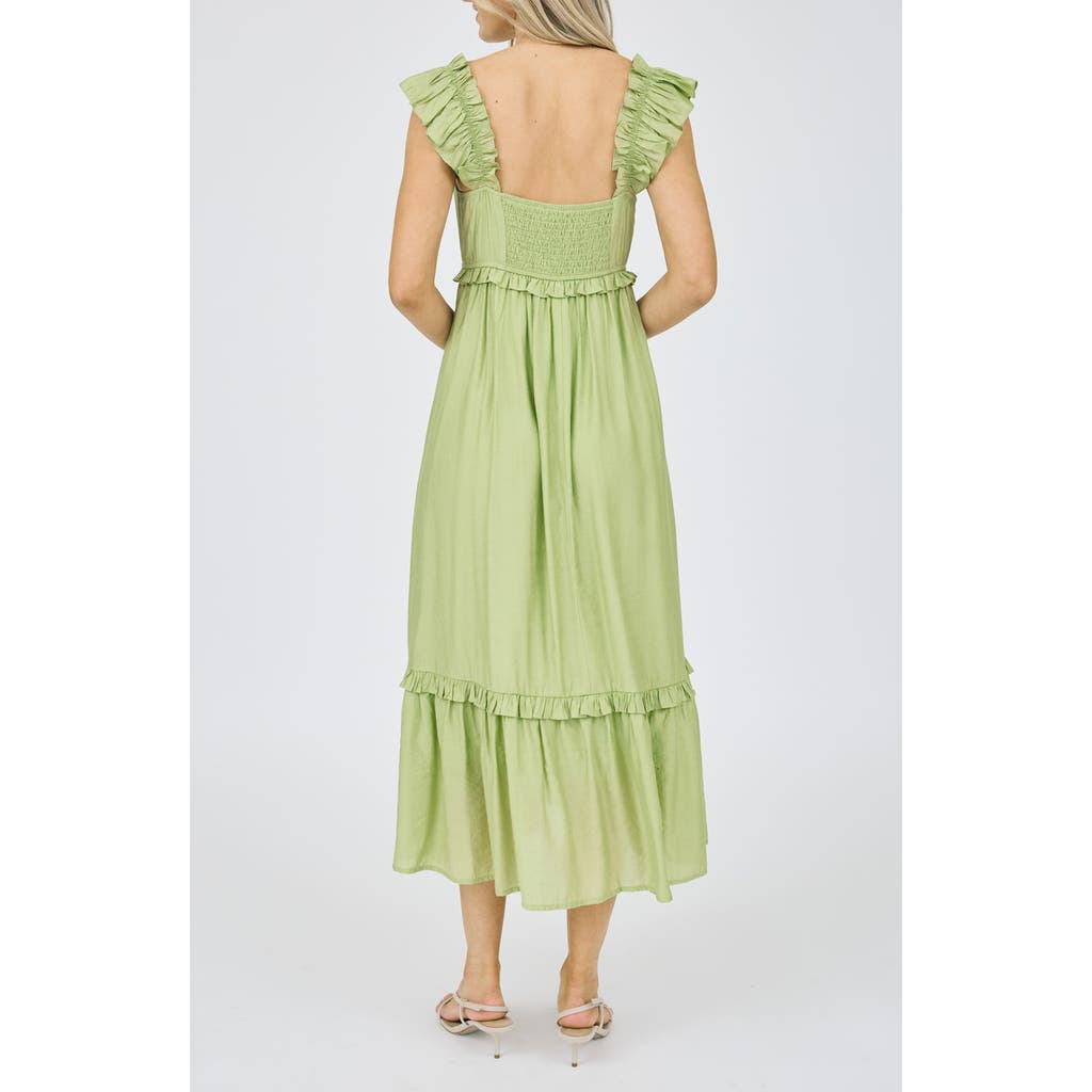 BLU PEPPER BLU PEPPER RUFFLE STRAP MIDI DRESS