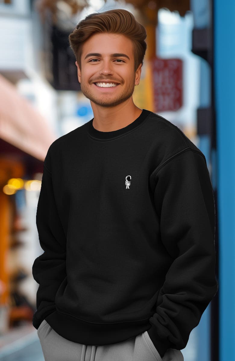 Dalix Mens Astronaut Heavyweight Relaxed Sweatshirt, Alternate, color, Black