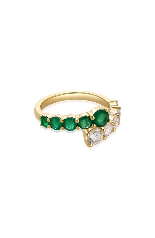 Valani Atelier Diamond & Emerald Bypass Band Ring In 14k Yellow Gold