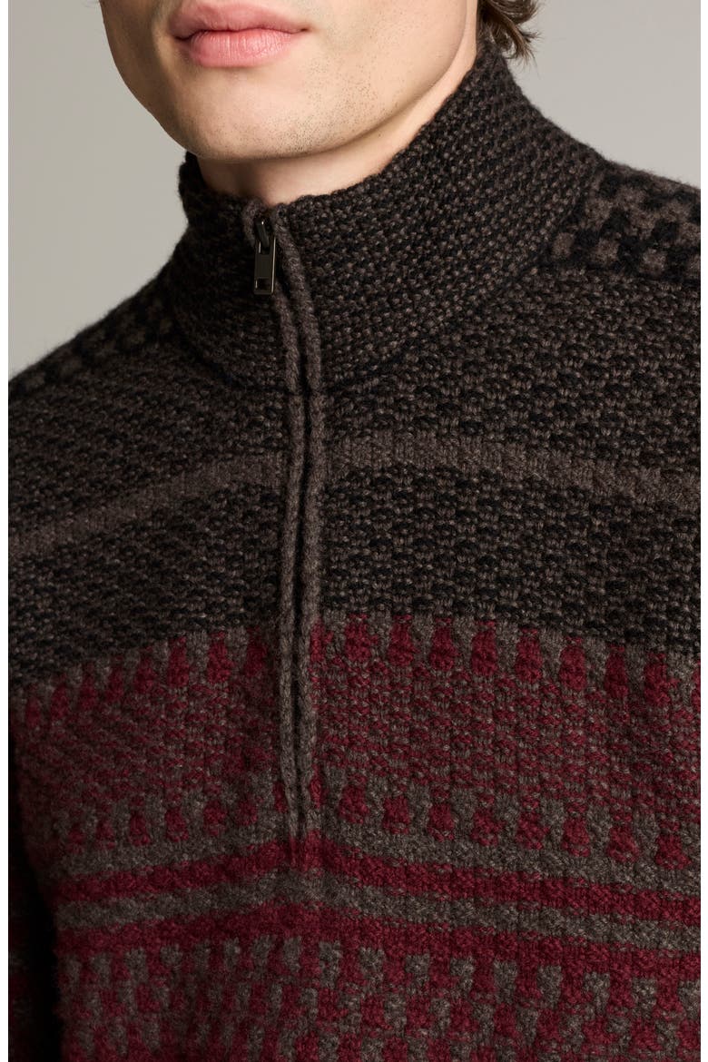 Variegated Jacquard Quarter Zip Sweater, Alternate, color, BLACK COMBO