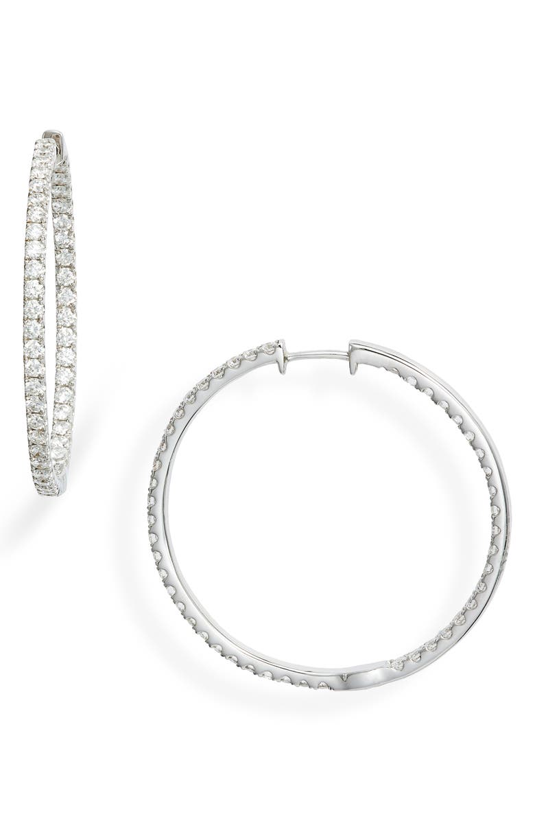 Bony Levy Audrey Luxe Inside Out Hoop Earrings, Main, color, Diamond/ White Gold