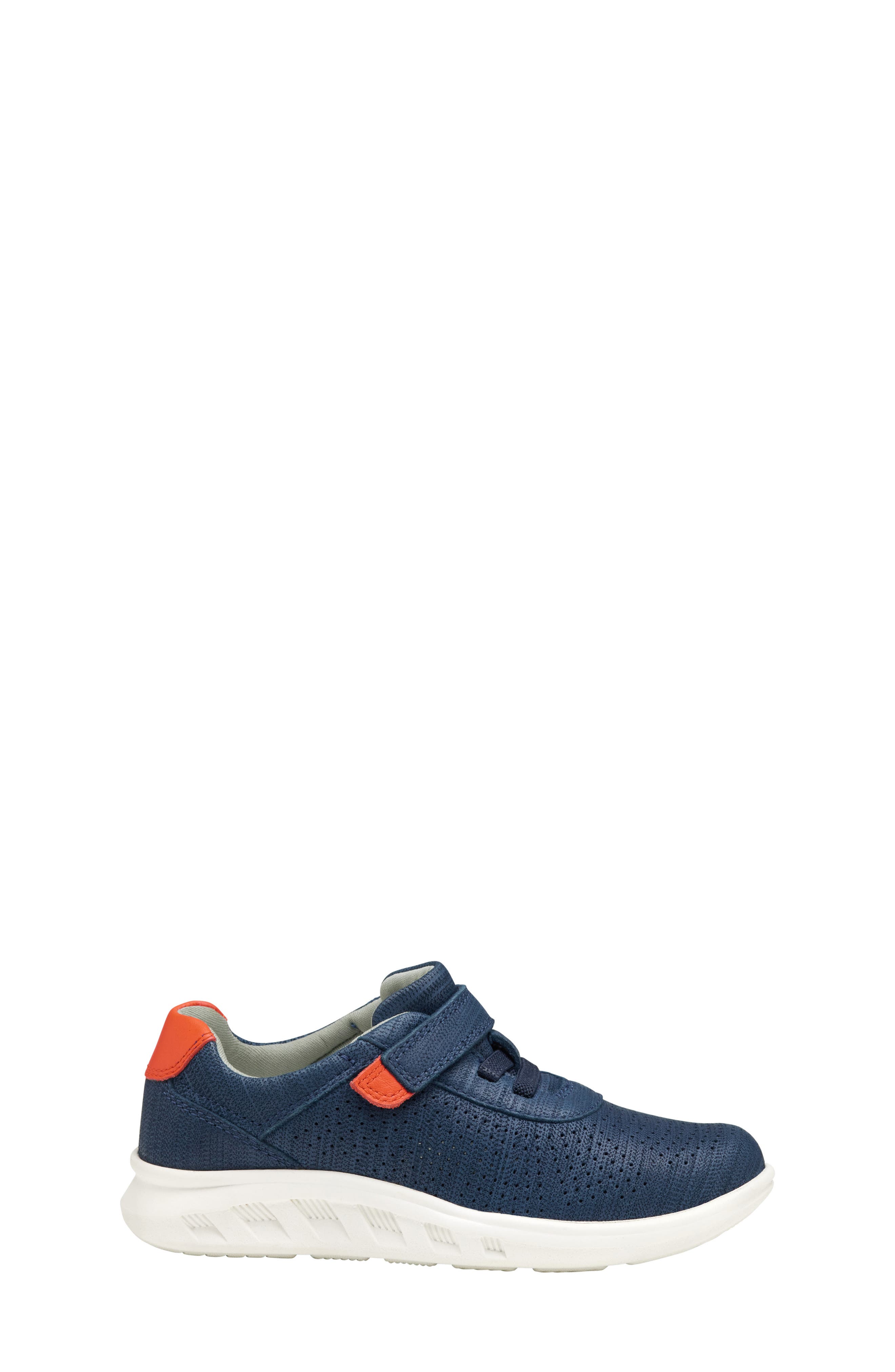 Johnston & Murphy Kid's Activate U-Throat Hook & Loop Sneaker, Alternate, color, Navy Full Grain