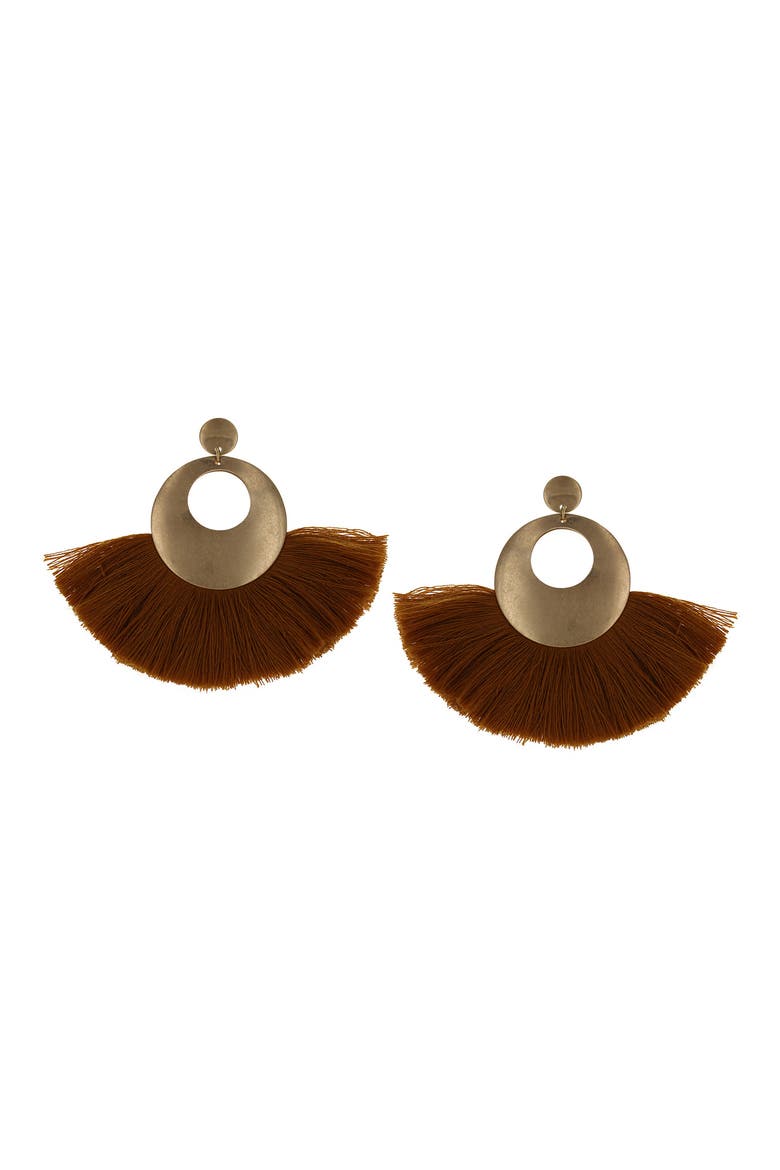 Alba Fringe Hoop Earrings, Main, color, GOLD-ORANGE