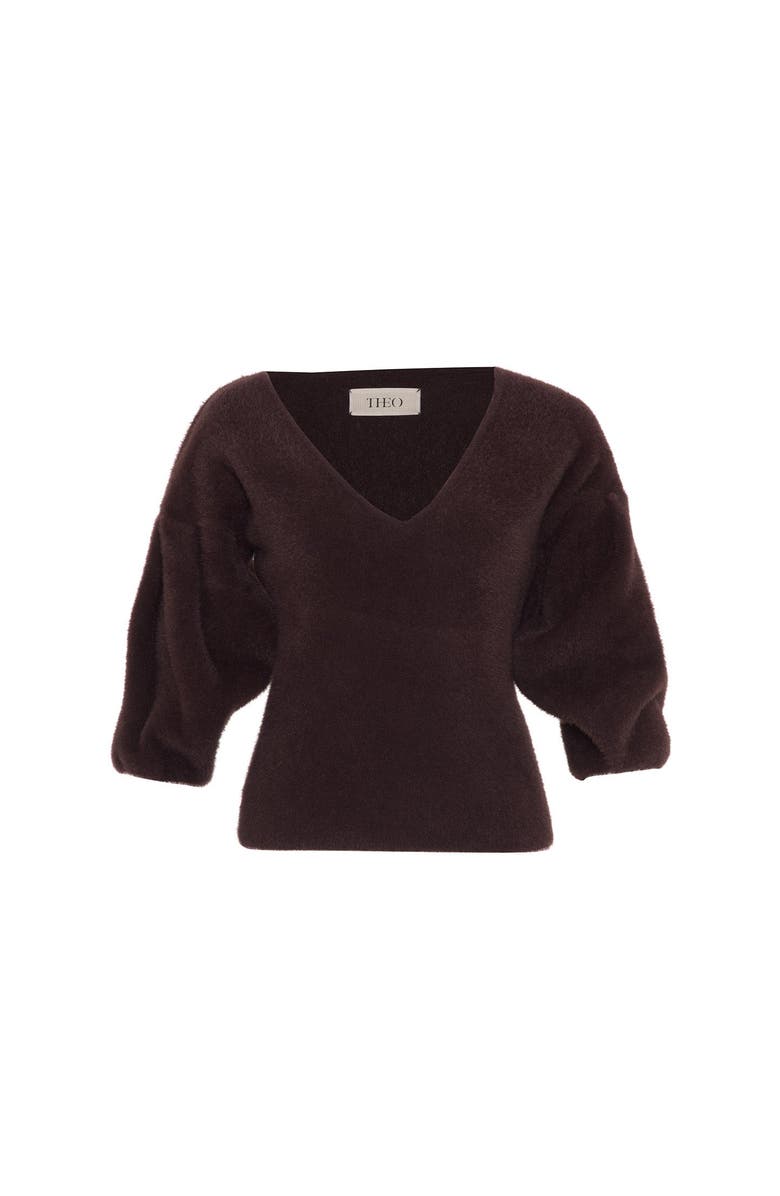 THEO The Label Ersa Bouffant Sleeve V-Neck Pullover, Main, color,