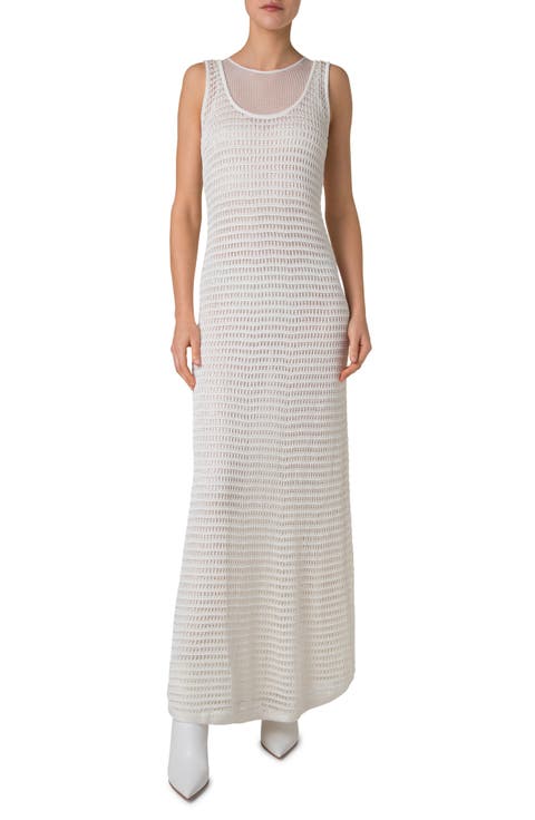 Sleeveless Crochet & Knit Sweater Dress