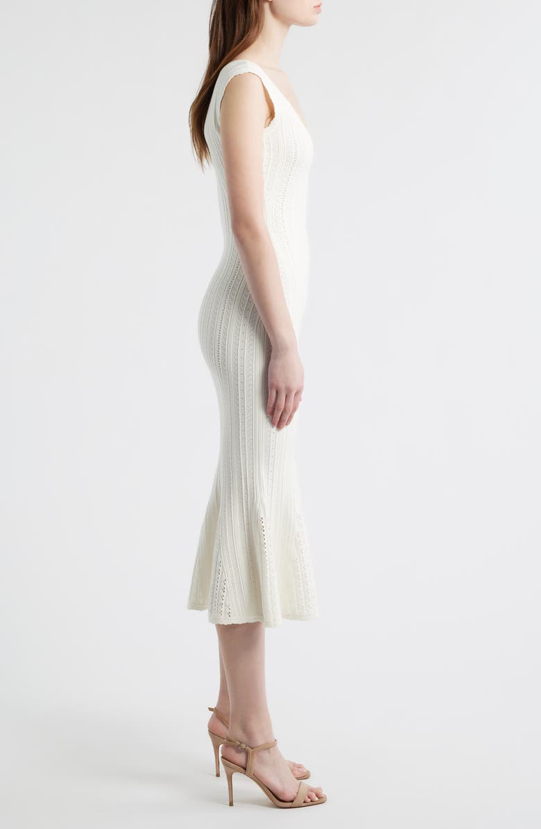 LoveShackFancy Tayleen Pointelle Knit Midi Dress, Alternate, color, White Tea
