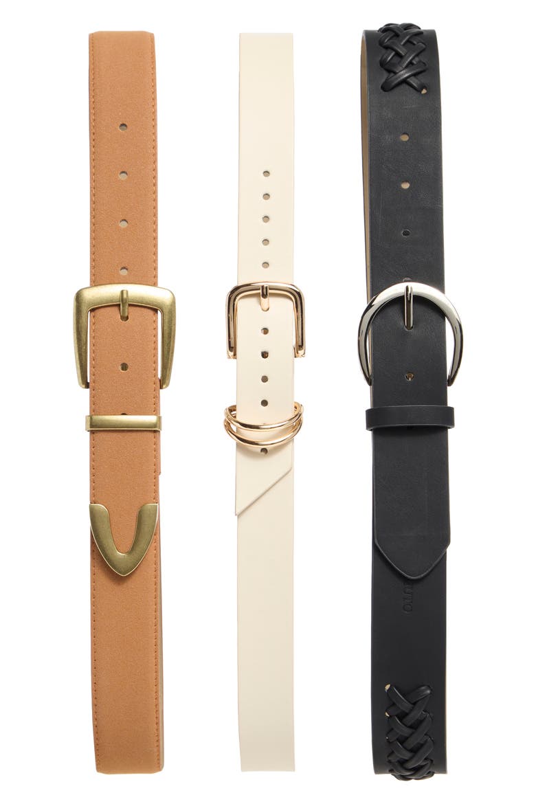 3-for-1 Buckle Belt Set, Main, color, WHISKEY