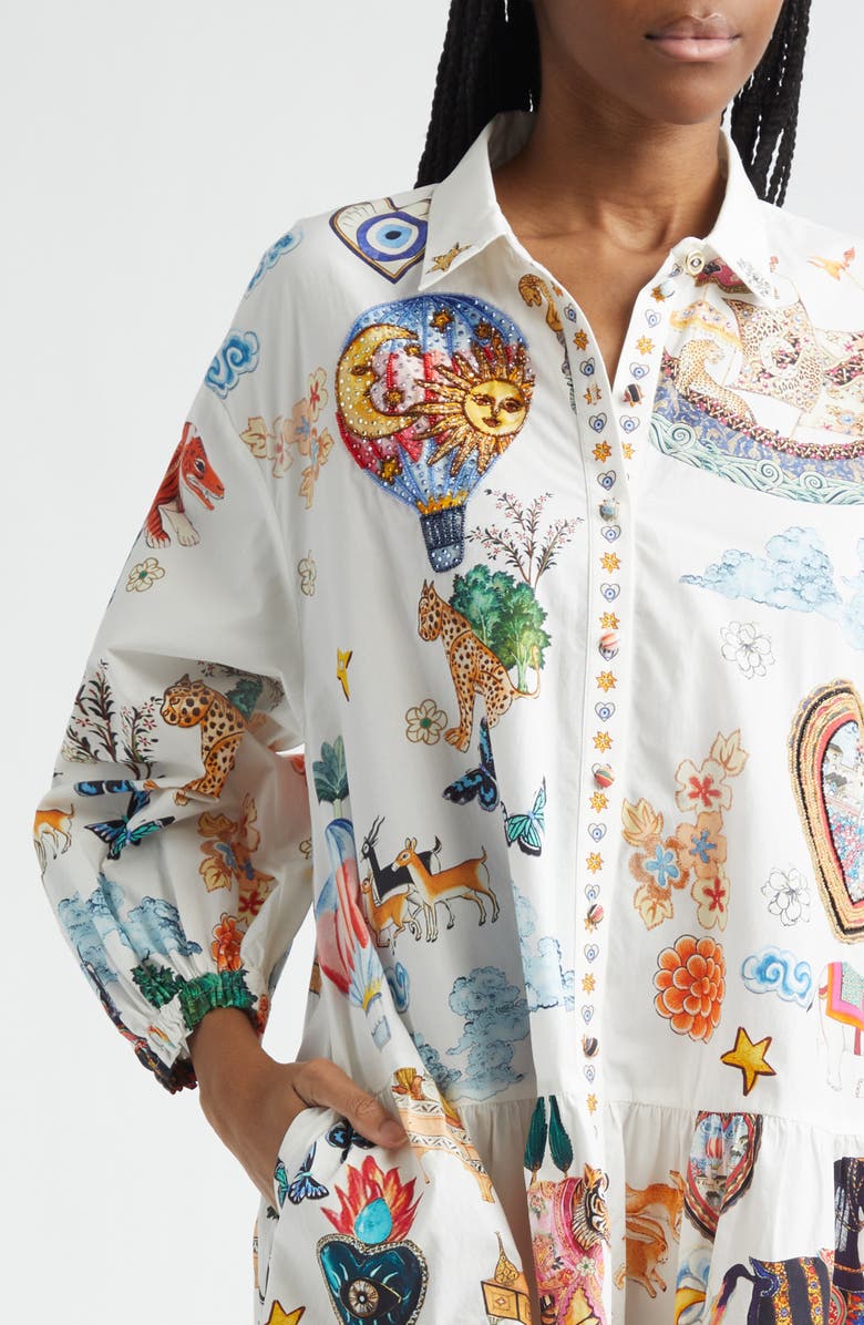 Camilla Print Long Sleeve Tiered Cotton Shirtdress, Alternate, color, Kapadokya Kitsch