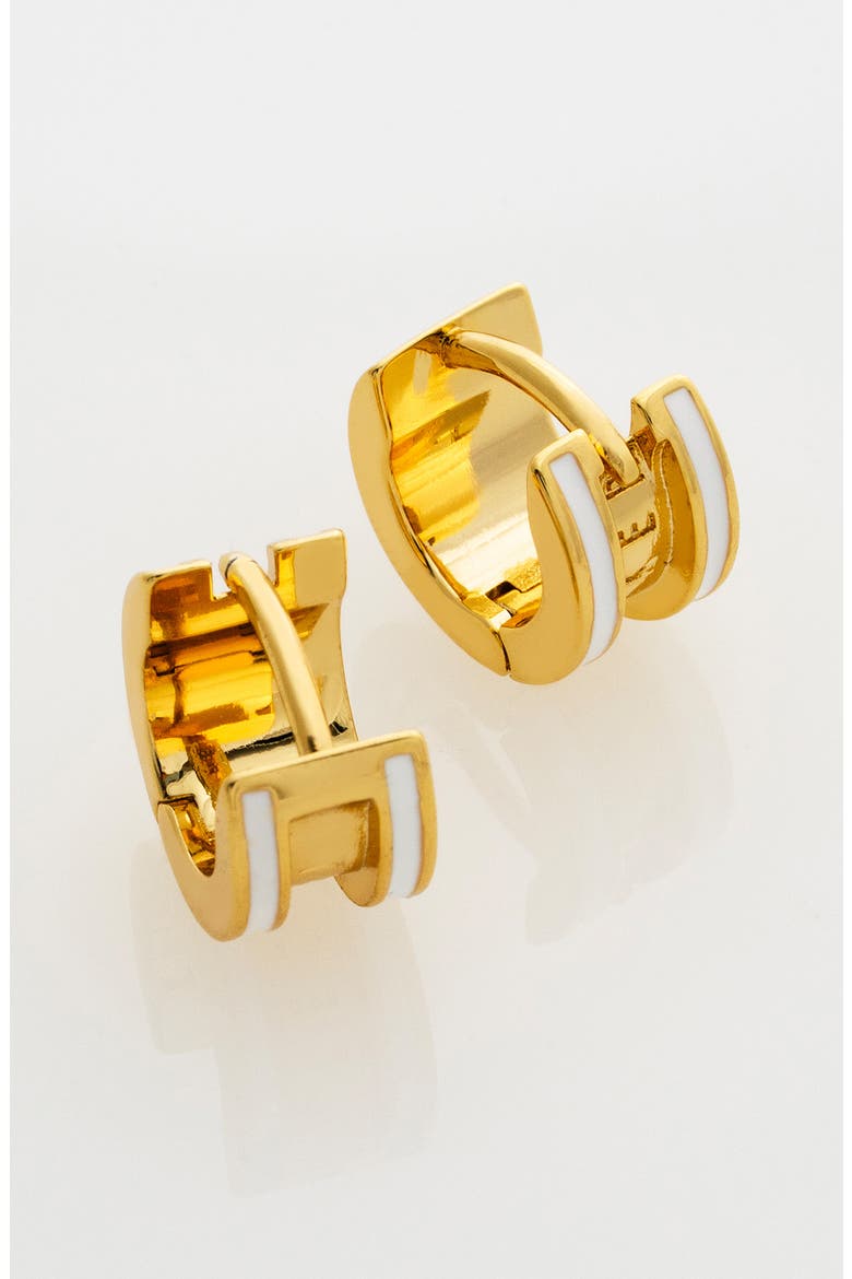Rolo Classic Color Huggie Hoop Earrings, Alternate, color, METALLIC GOLD WHITE
