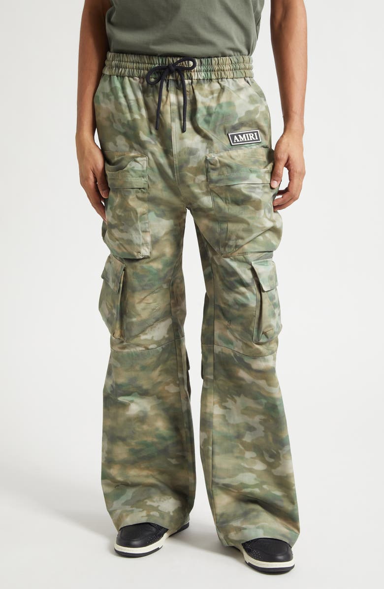 AMIRI Camo Print Drawstring Cargo Pants, Main, color, Camo