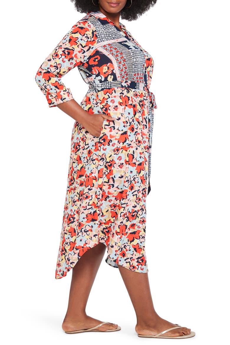 NIC + ZOE Mixed-Up Blooms Midi Dress, Alternate, color, RED MULTI