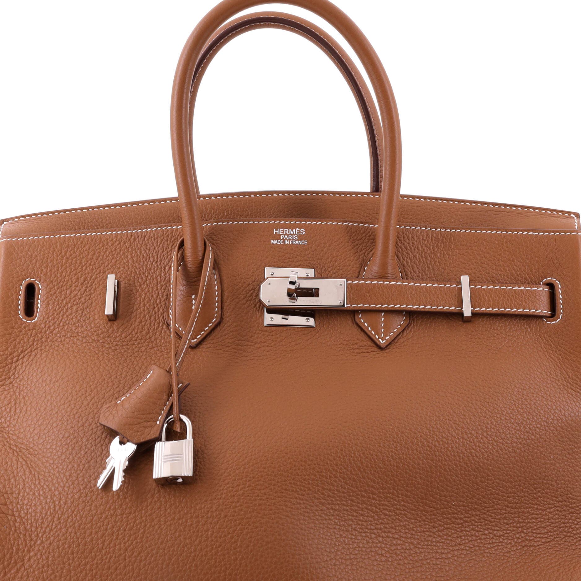 Birkin Handbag Brown Togo with Palladium Hardware 35, Alternate, color, Metallic Gold