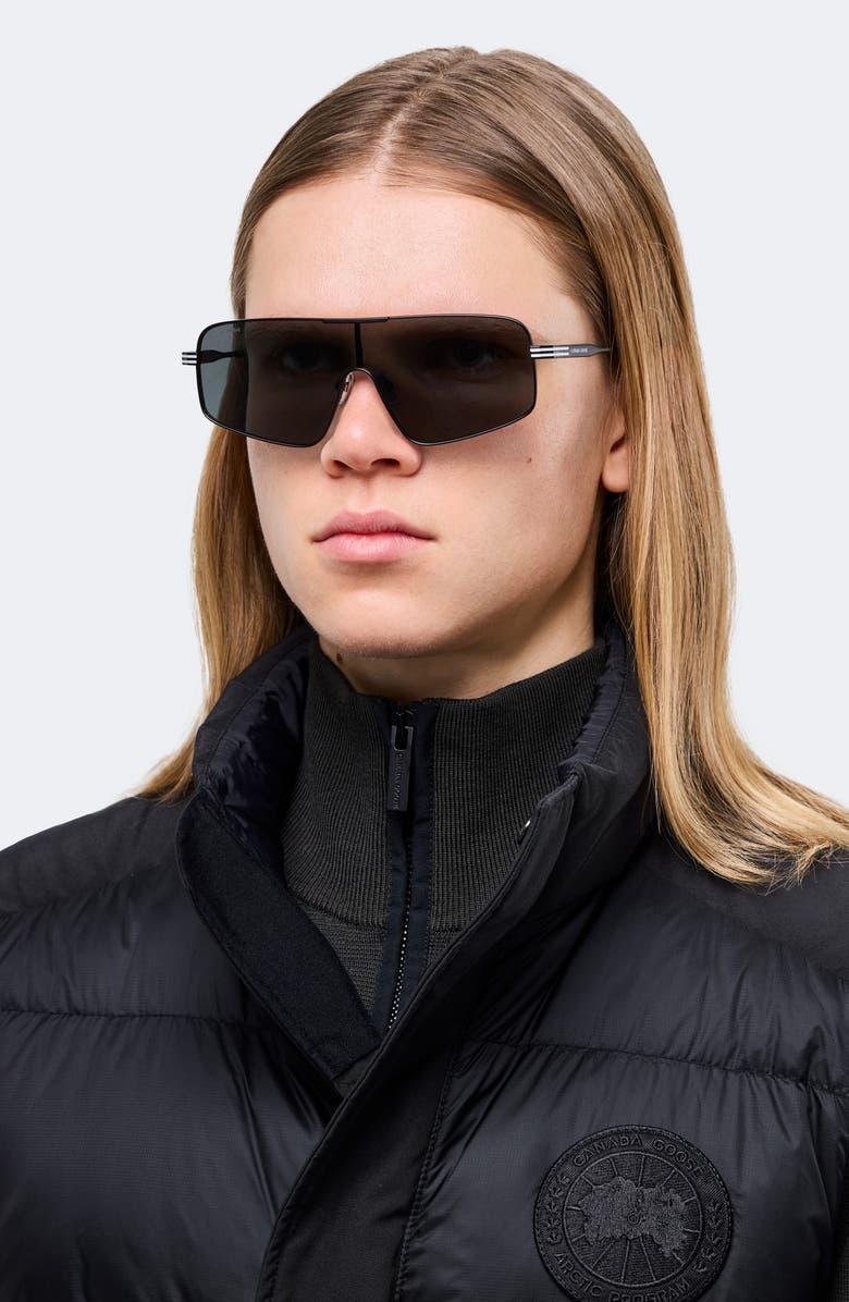 Canada Goose 58mm Gradient Modified Rectangular Shield Sunglasses, Alternate, color, Matte Black