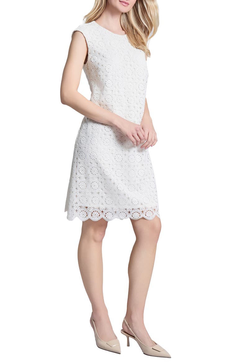 Lace Cap Sleeve Shift Dress, Alternate, color, NYC WHITE