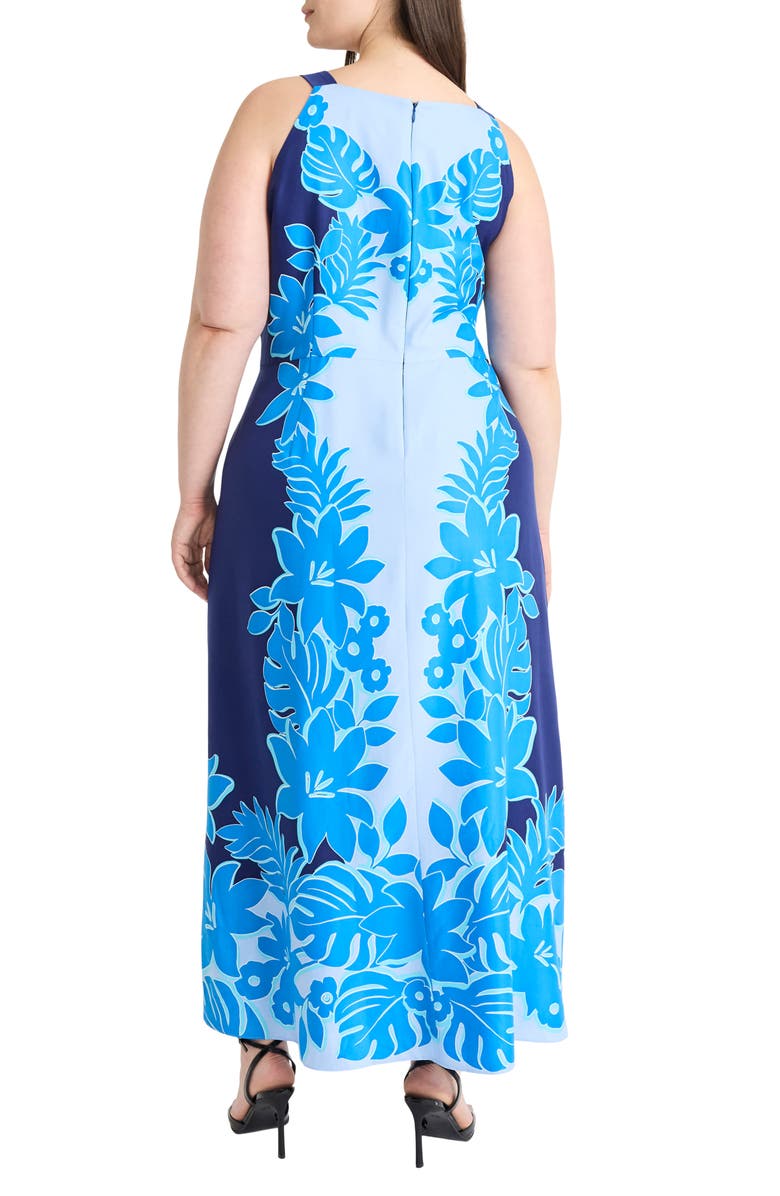 Maggy London Floral Print Square Neck Maxi Dress, Alternate, color, Navy/ Blue