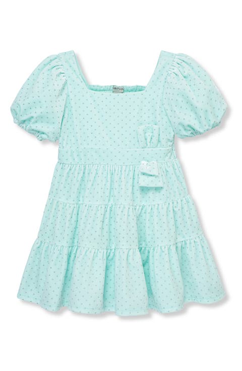 Kids' Square Neck Tiered Velour Dress (Toddler & Little Kid)