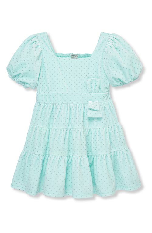 Habitual Kids Kids' Square Neck Tiered Velour Dress in Aqua 